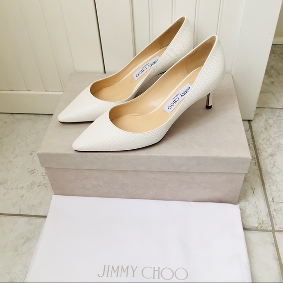 Jimmy Choo ROMY 60 Latte Mini Lizard Printed Leather Women